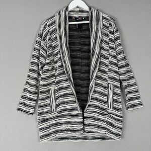 Dolan‎ Womens Jacket Small Black Tweed Knit Open Cardigan Cozy Layering Comfy